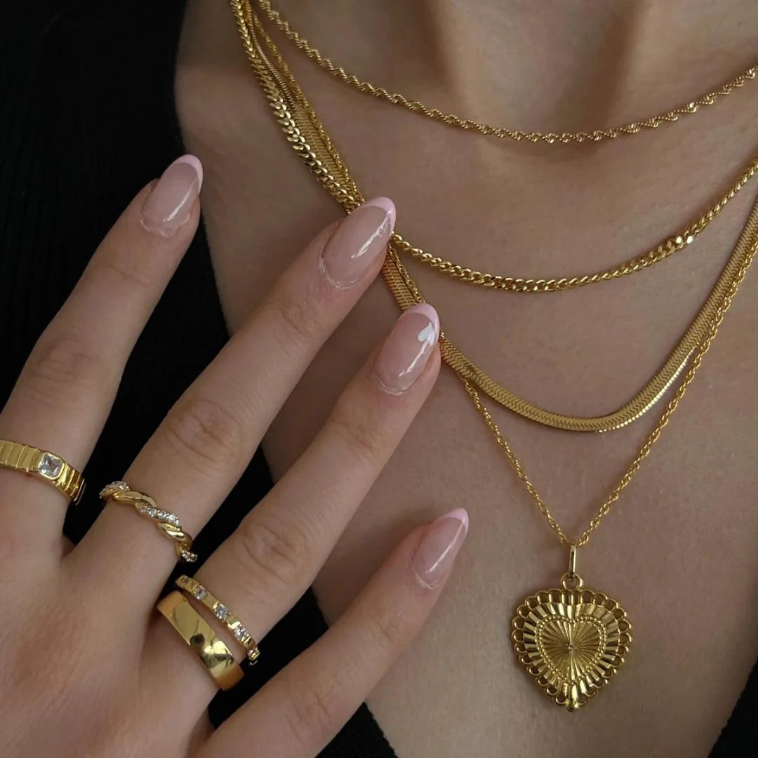 Necklace Herringbone Chain Waterproof Layering Jewelry